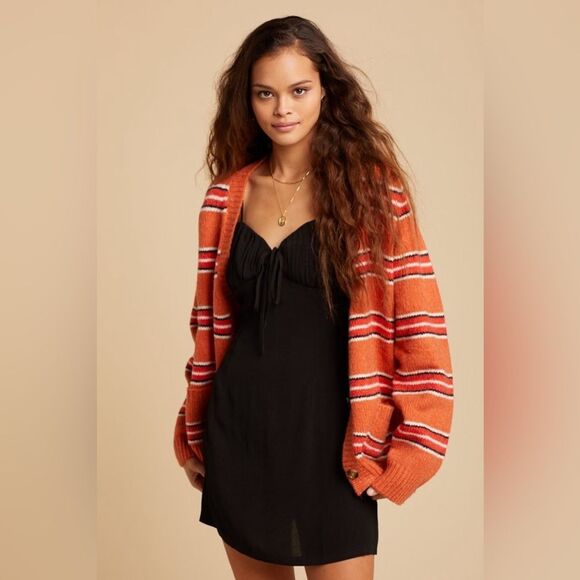 For love & Lemons Charlie Striped Alpaca Cardigan Button Up Sweater Size XL - Picture 4 of 11